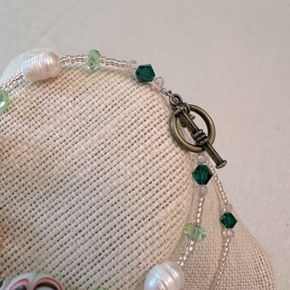 Handmade 2pc Necklace & Bracelet Set Enamel Butterfly Vintage Lamp Work Beads - Picture 15 of 16